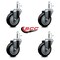 Service Caster 4'' Black Polyurethane Wheel Swivel 7/16'' Grip Ring Stem Caster Set, 4PK SCC-GR20S414-PPUB-BLK-716138-4 - alternate 3